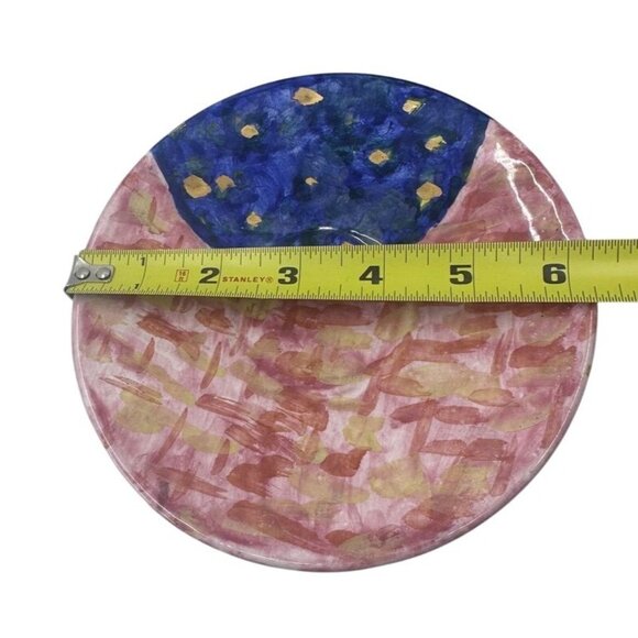 Rare Grazia Deruta Italy Hand Painted Pink & Blue Cup & Saucer Signed B. Piolo - Picture 11 of 13